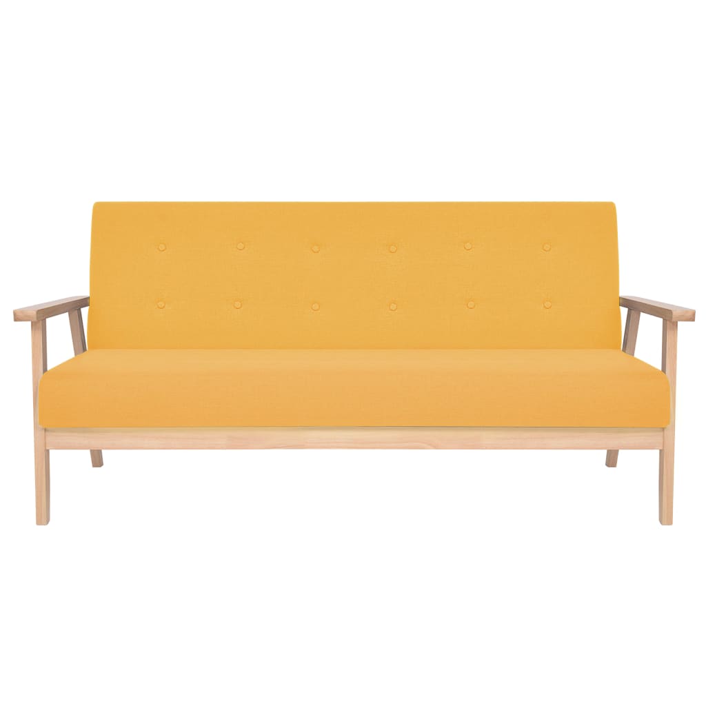 vidaXL 3 személyes sárga szövet kanapé