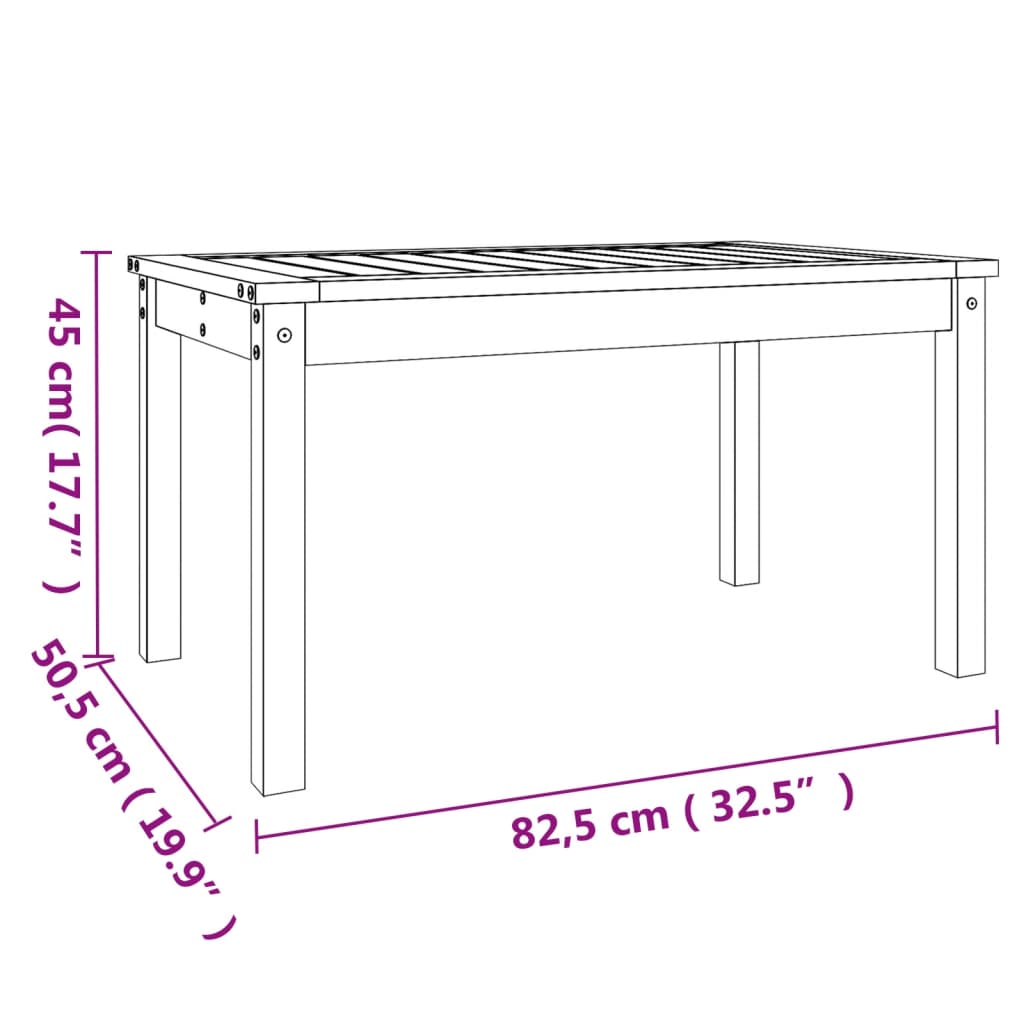 vidaXL tömör douglas fa kerti asztal 82,5 x 50,5 x 45 cm