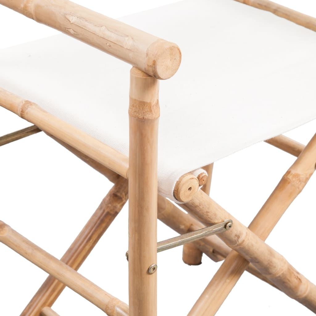 2 db vidaXL összecsukható bambusz és szövet kerti szék