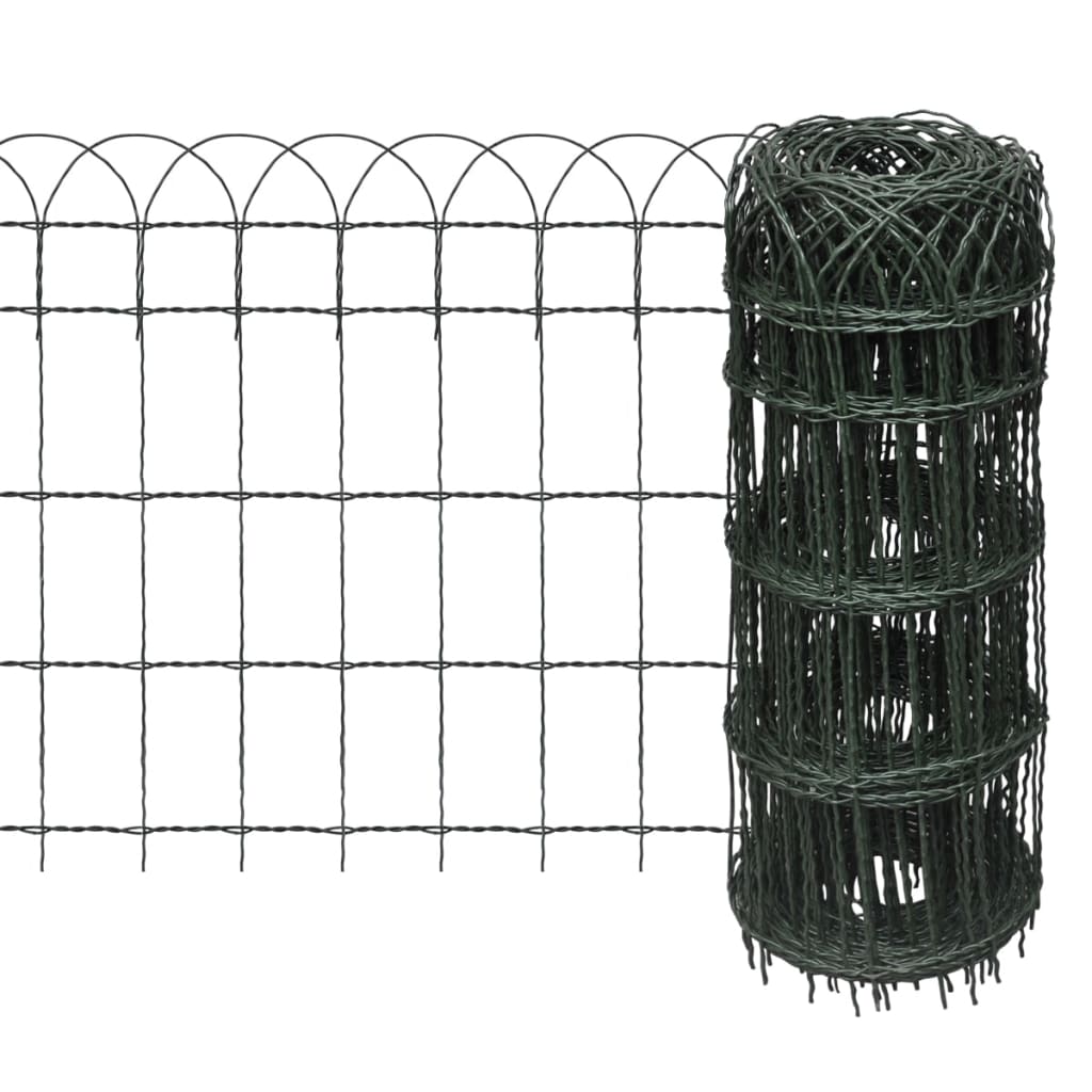 vidaXL kerti porszórt bevonatú vas szegélyező kerítés 25 x 0,65 m