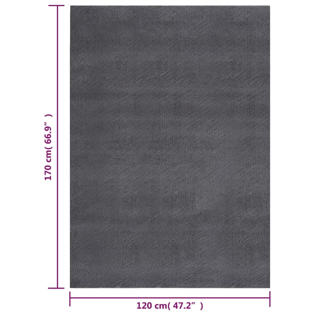 vidaXL antracit csúszásmentes rövid szálú mosható szőnyeg 120 x 170 cm
