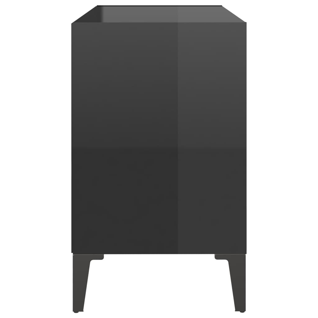 vidaXL magasfényű fekete TV-szekrény fémlábakkal 69,5 x 30 x 50 cm
