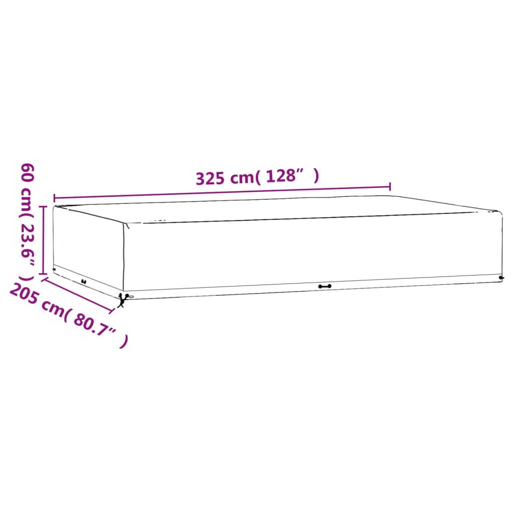 vidaXL 2 db téglalap alakú kerti bútorhuzat 16 fűzőlyukkal 325x205x60