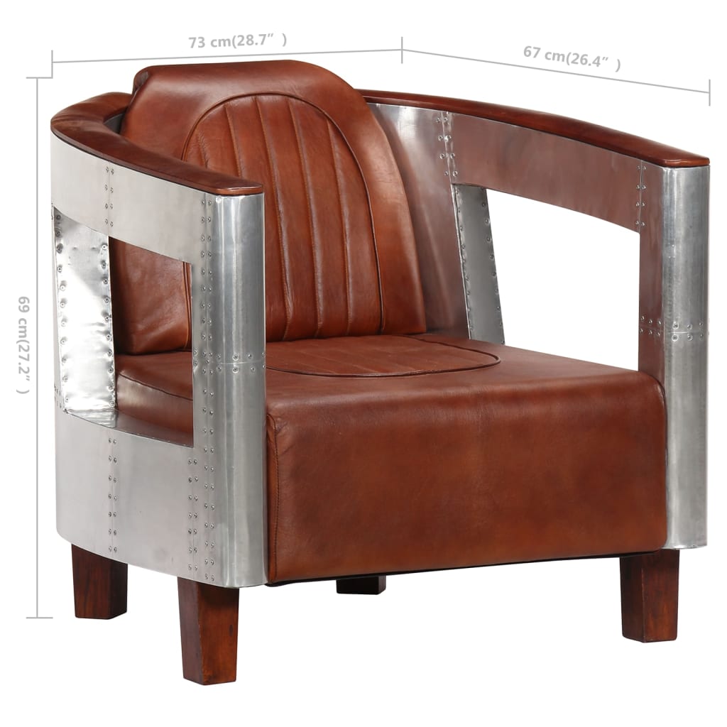 vidaXL barna repülős stílusú valódi bőr fotel