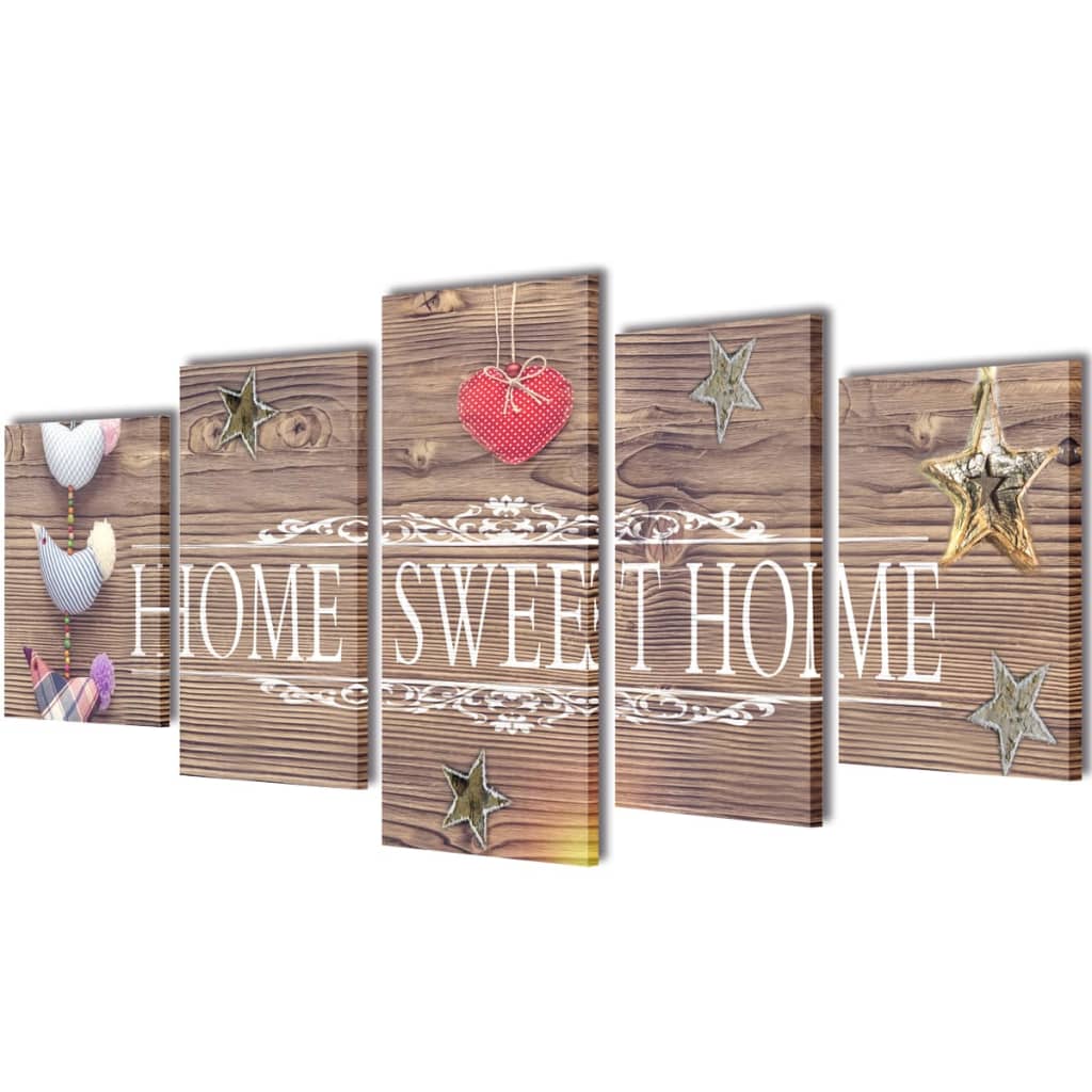 Nyomtatott vászon falikép szett "Home Sweet Home" dizájn 200 x 100 cm