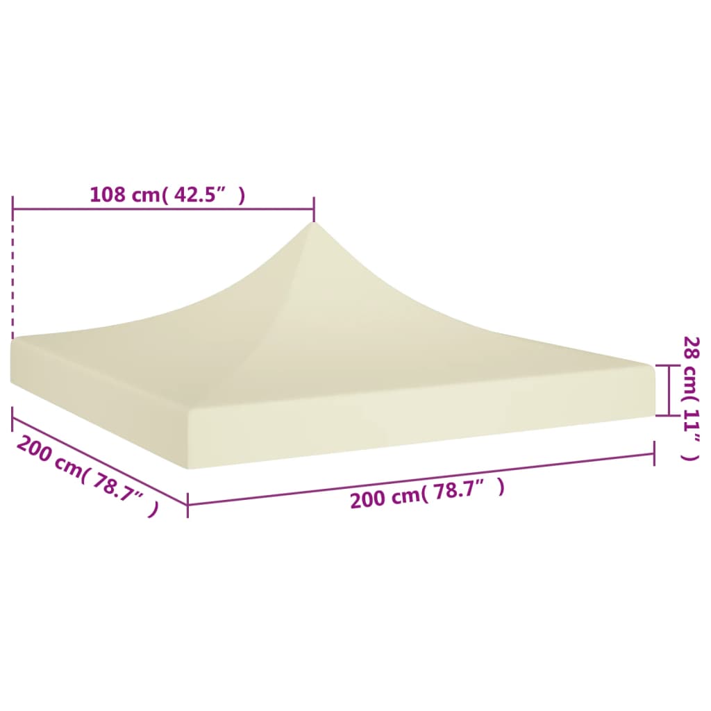 vidaXL krémszínű tető partisátorhoz 2 x 2 m 270 g/m²