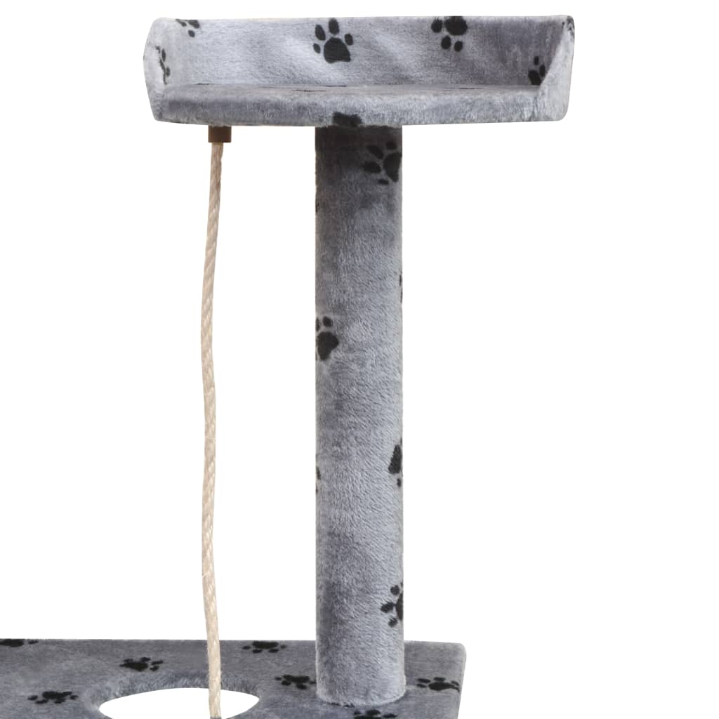 vidaXL szürke macskabútor mancsnyomokkal és szizál kaparófákkal 150 cm