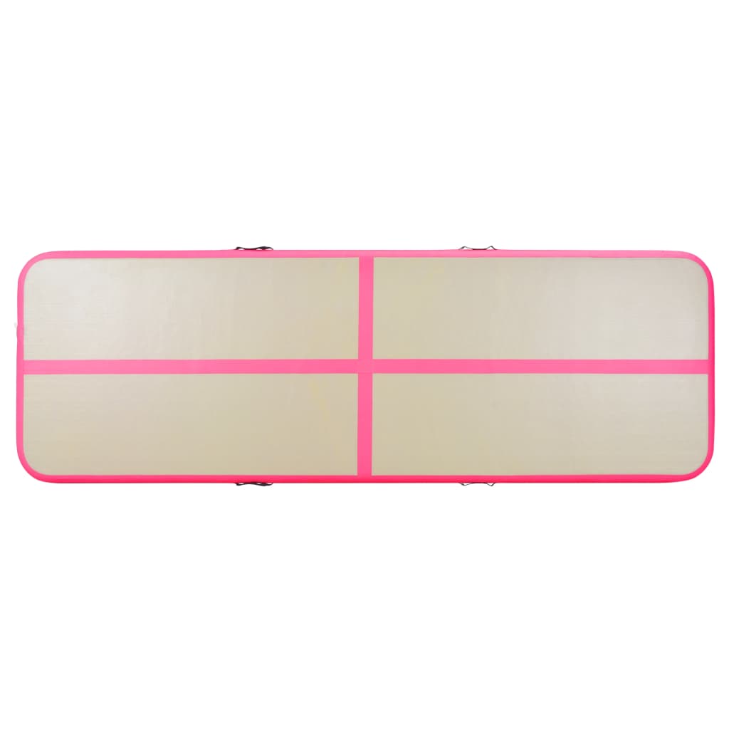 vidaXL rózsaszín PVC felfújható tornaszőnyeg pumpával 600x100x10 cm