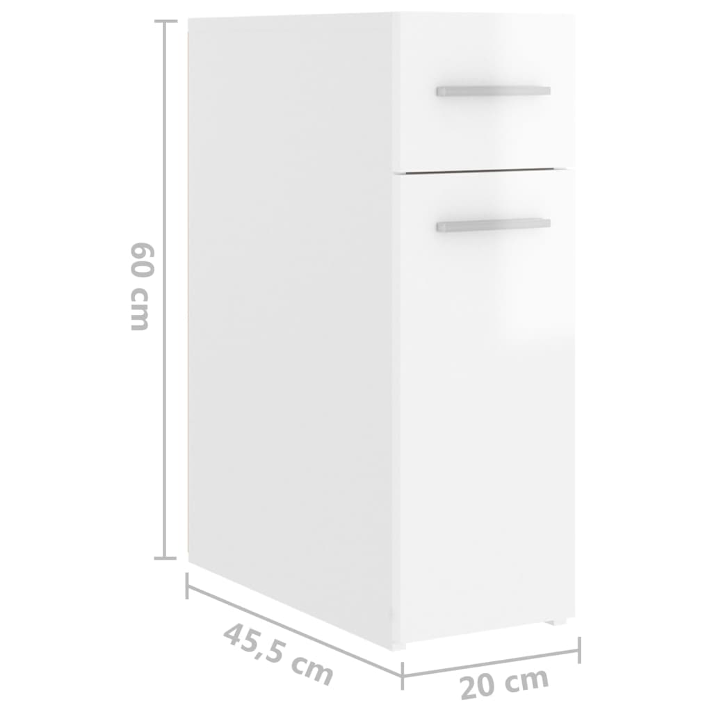 vidaXL magasfényű fehér forgácslap patikaszekrény 20 x 45,5 x 60 cm