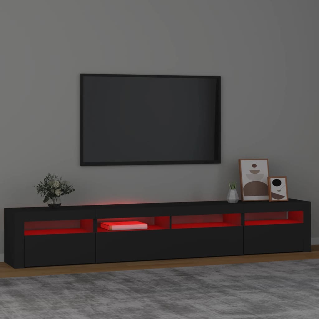 vidaXL fekete TV-szekrény LED-lámpákkal 240x35x40 cm
