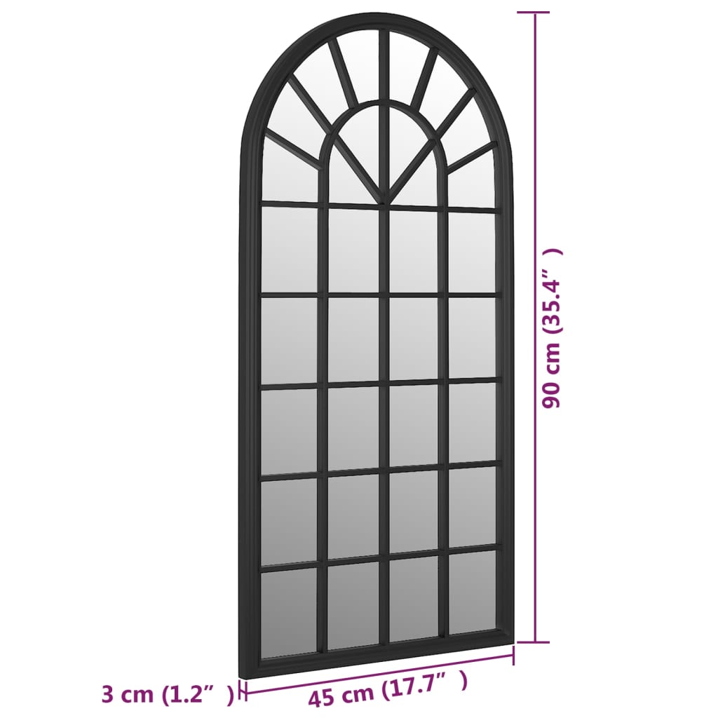 vidaXL fekete vas tükör beltéri használatra 90 x 45 cm