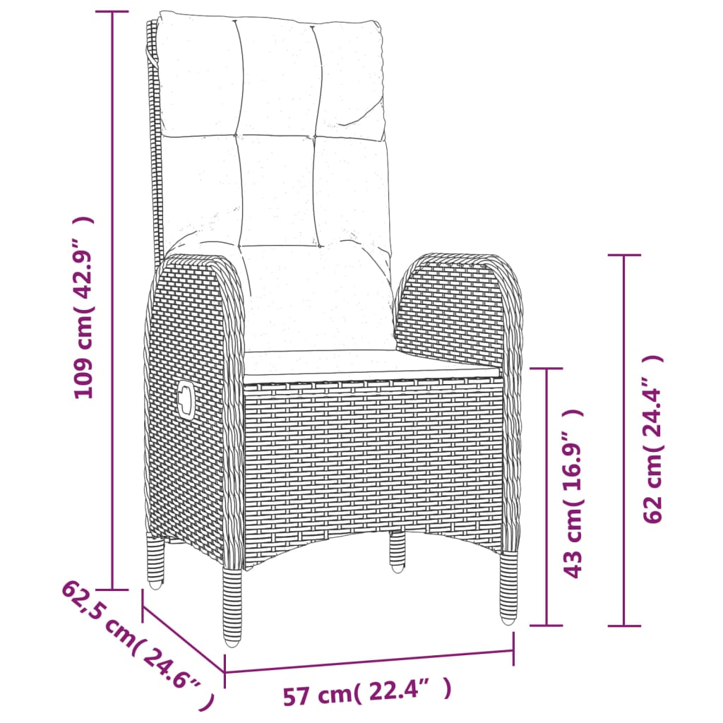 vidaXL 2 db szürke polyrattan kültéri szék