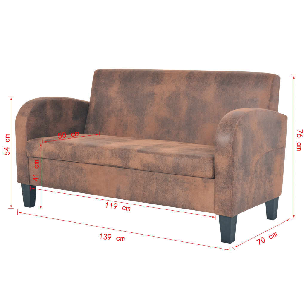 vidaXL kétszemélyes barna művelúr kanapé
