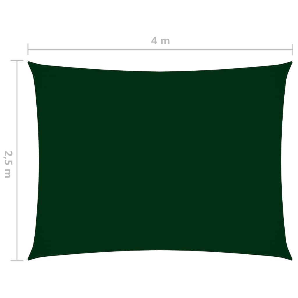 vidaXL sötétzöld téglalap alakú oxford-szövet napvitorla 2,5x4 m