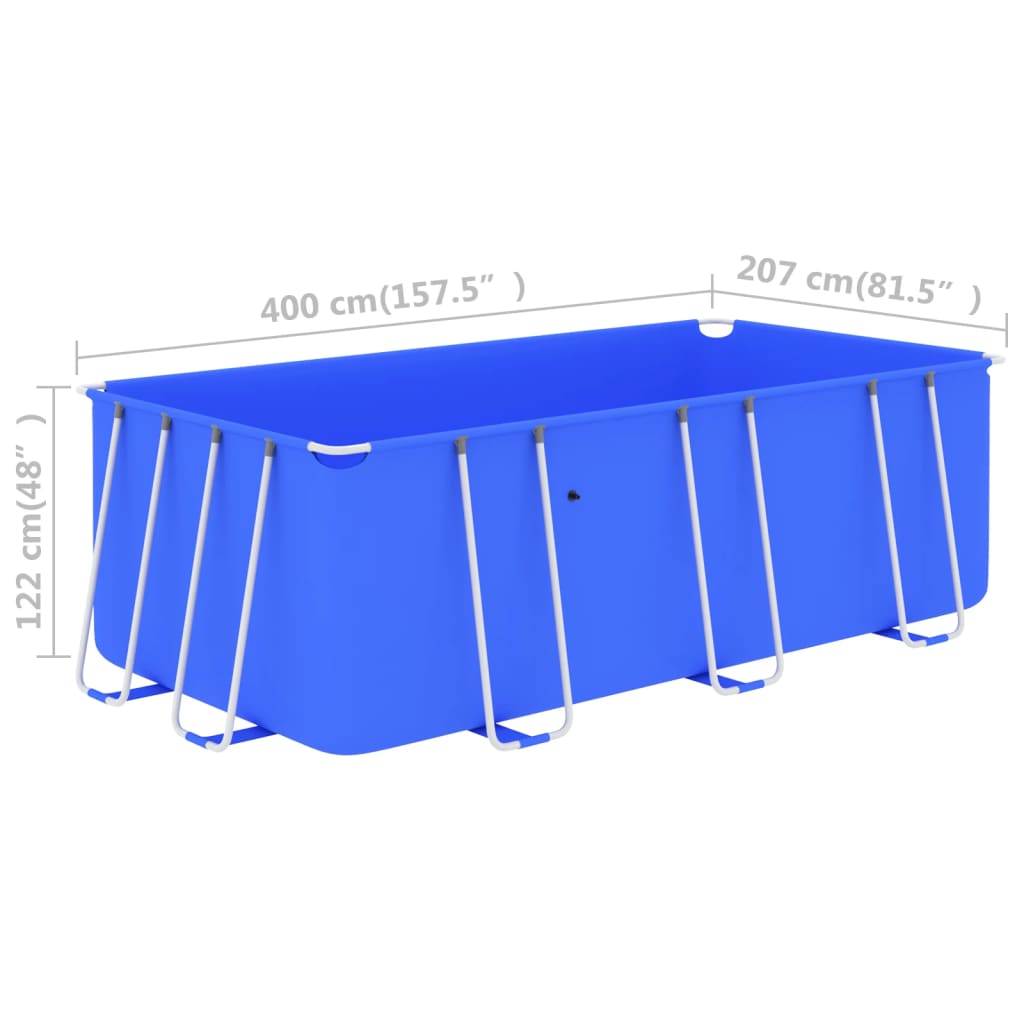 vidaXL kék acélvázas úszómedence 400 x 207 x 122 cm