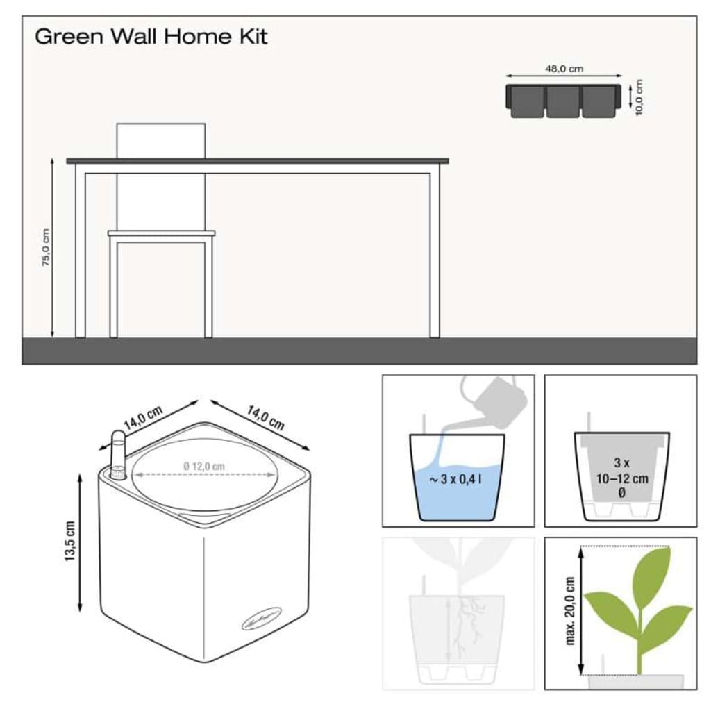 LECHUZA Green Wall Home Kit 3 db fehér virágtartó