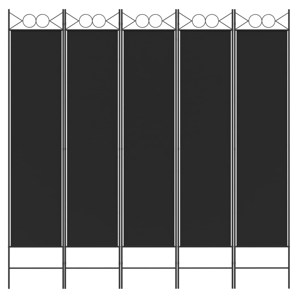 vidaXL 5 paneles fekete szövet térelválasztó 200x200 cm