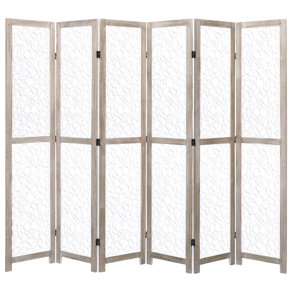 vidaXL fehér 6 paneles tömör fa paraván 210 x 165 cm