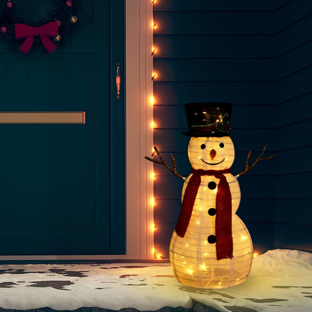 vidaXL dekoratív luxus szövet karácsonyi LED-es hóember figura 60 cm