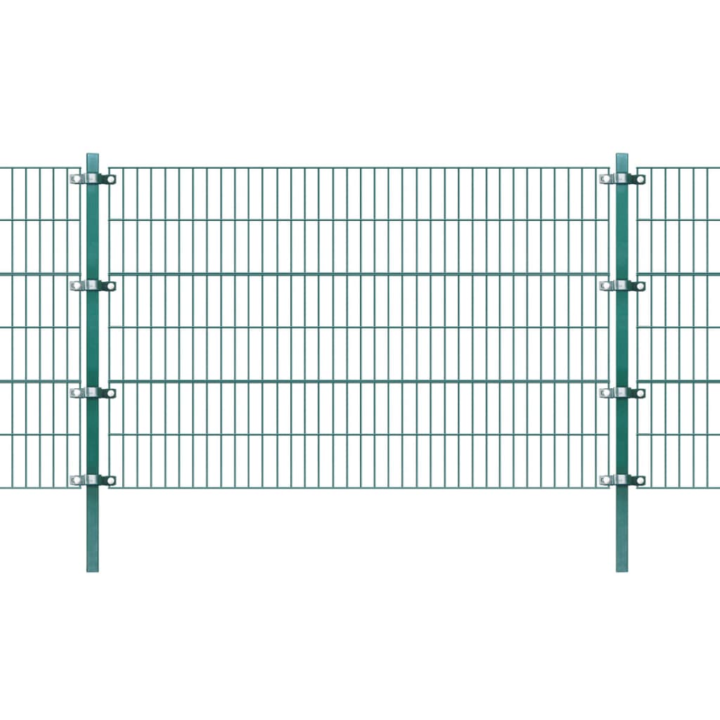 vidaXL zöld porszórt bevonatú vas kerítéspanel oszlopokkal 6 x 1,2 m