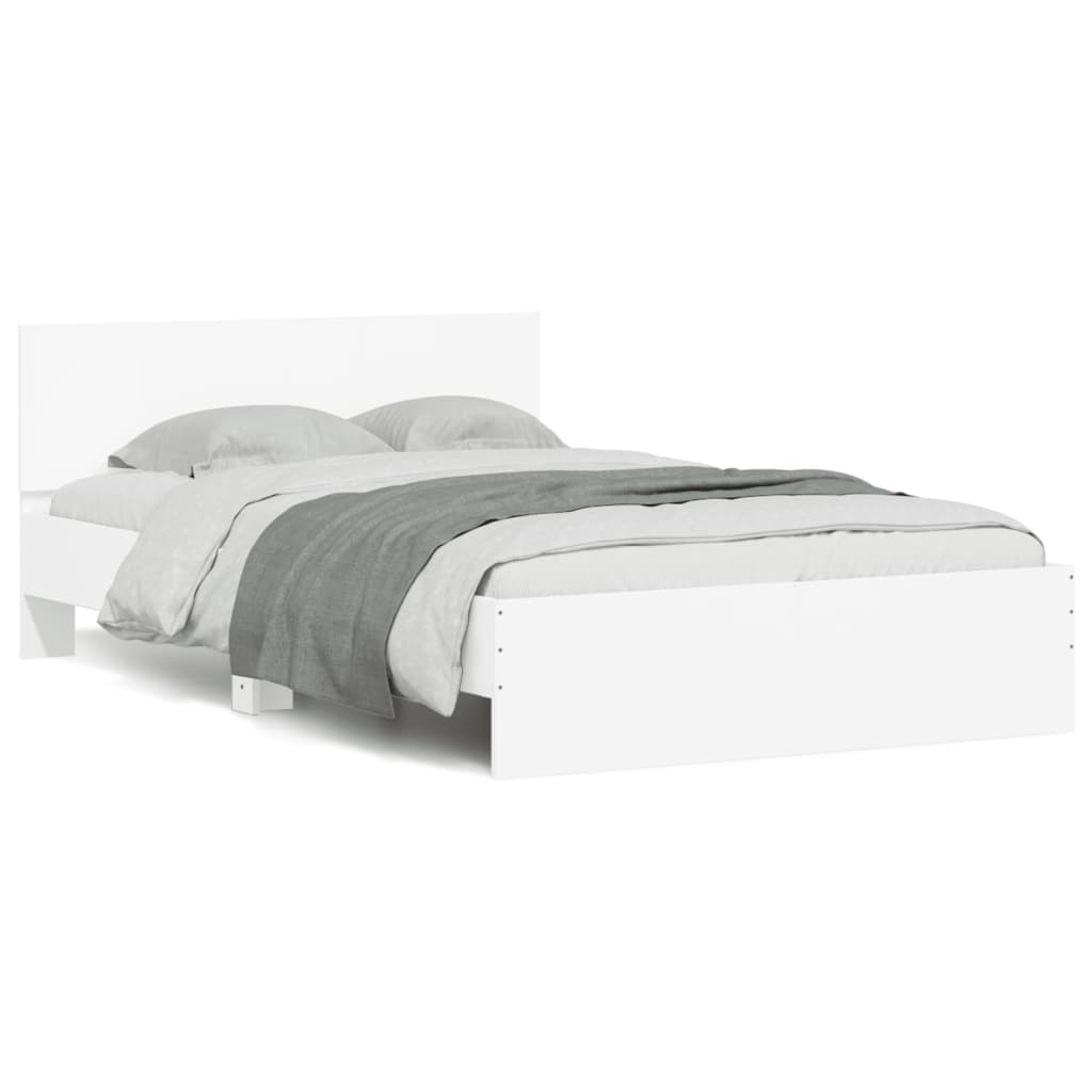 vidaXL fehér ágykeret fejtámlával és LED-del 135 x 190 cm