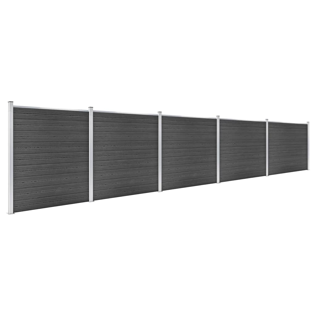vidaXL fekete WPC kerítéspanelszett 872 x 186 cm