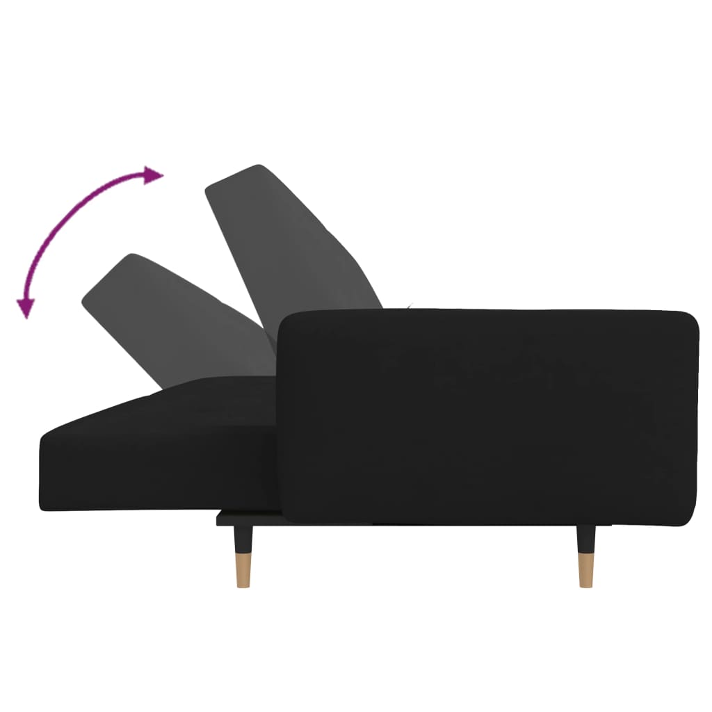 vidaXL kétszemélyes fekete bársony kanapéágy két párnával