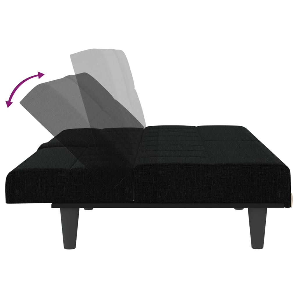 vidaXL fekete szövet kanapéágy pohártartókkal