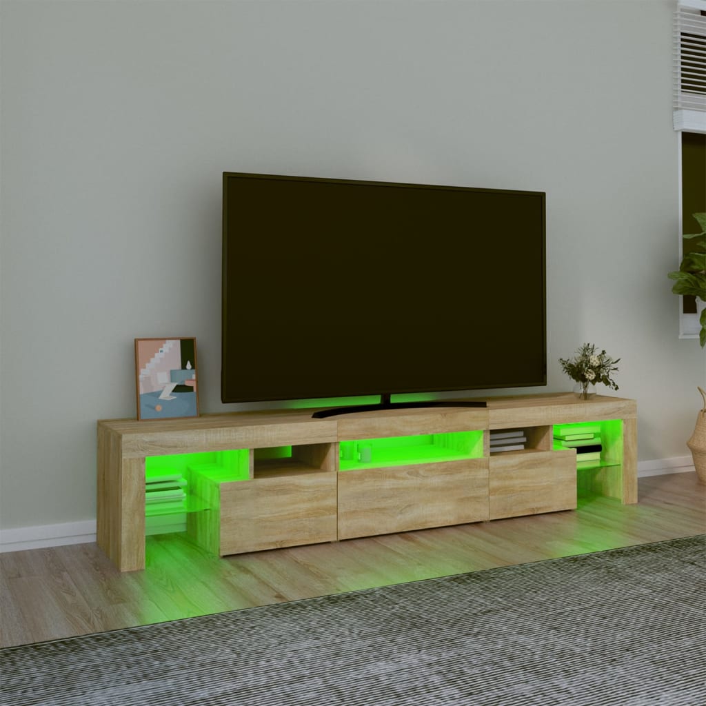 vidaXL sonoma-tölgy színű TV-szekrény LED-lámpákkal 200x36,5x40 cm