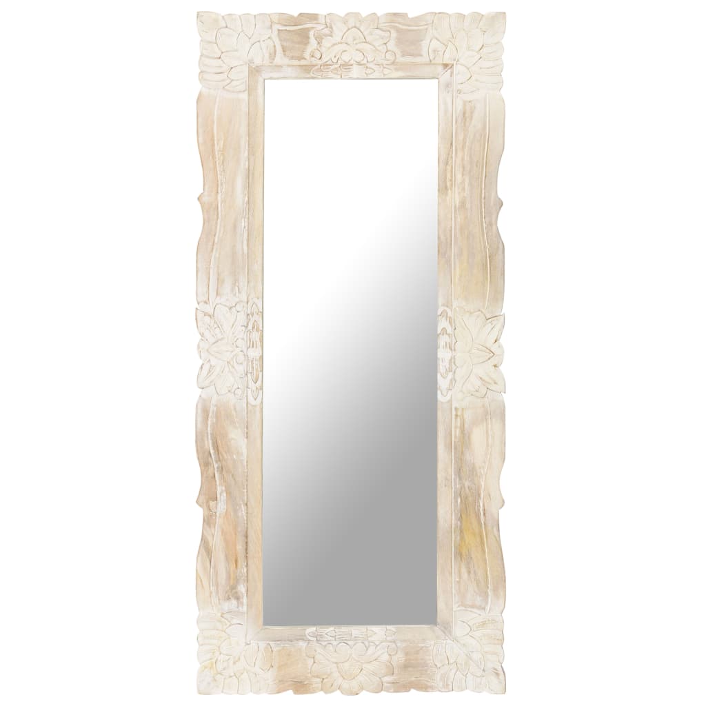 vidaXL fehér tömör mangófa tükör 110 x 50 cm
