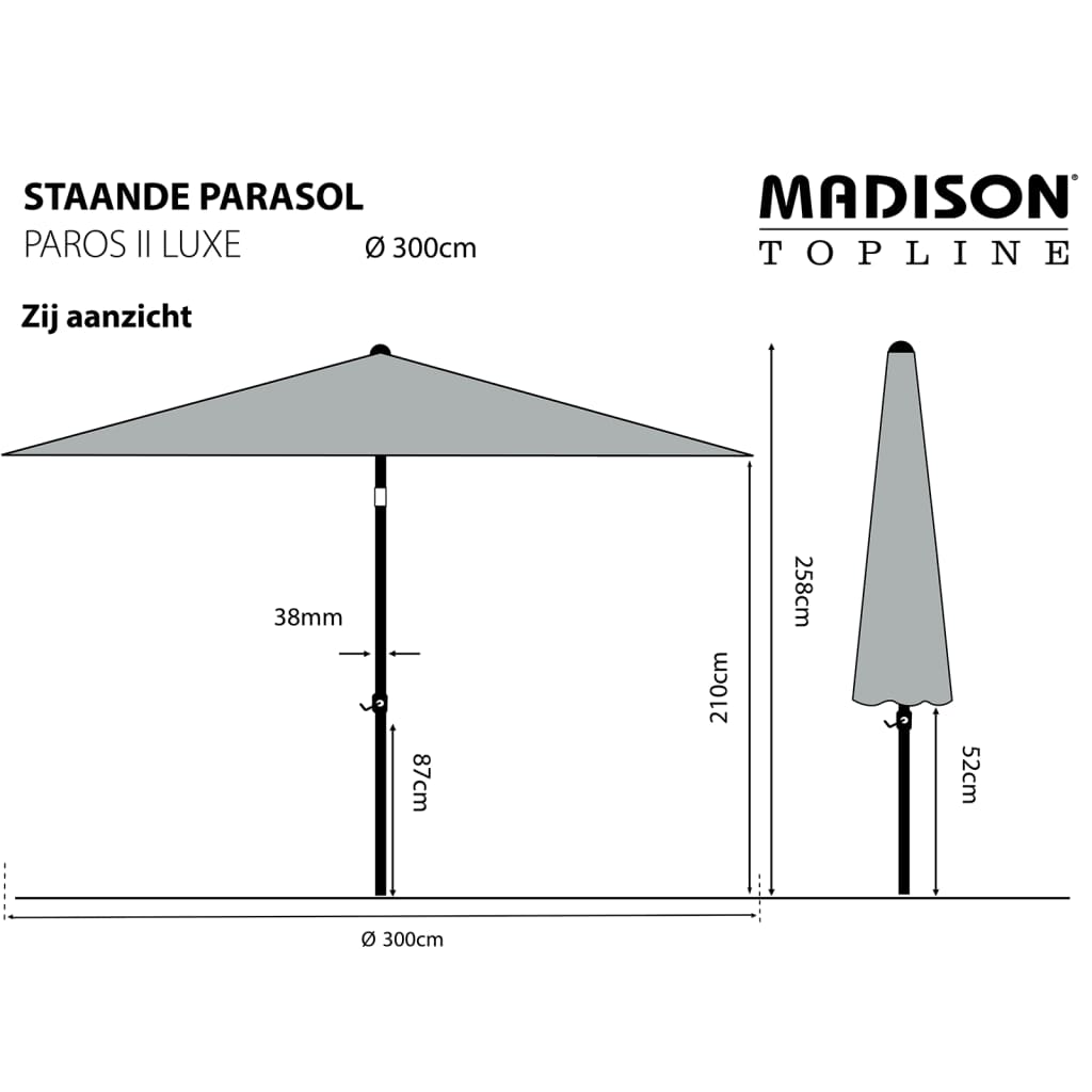 Madison Paros II Luxe aranyszínű napernyő 300 cm
