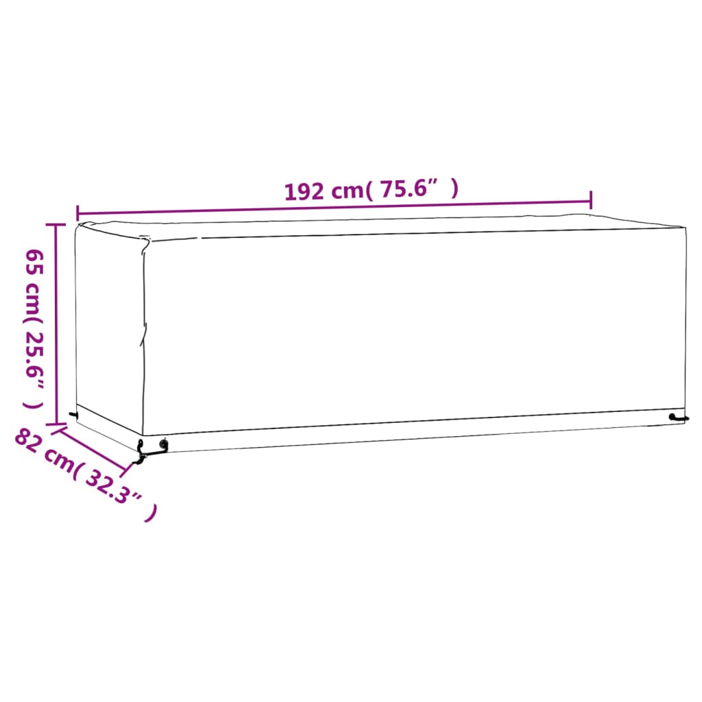 vidaXL 2 db téglalap alakú kerti bútorhuzat 8 fűzőlyukkal 192x82x65 cm