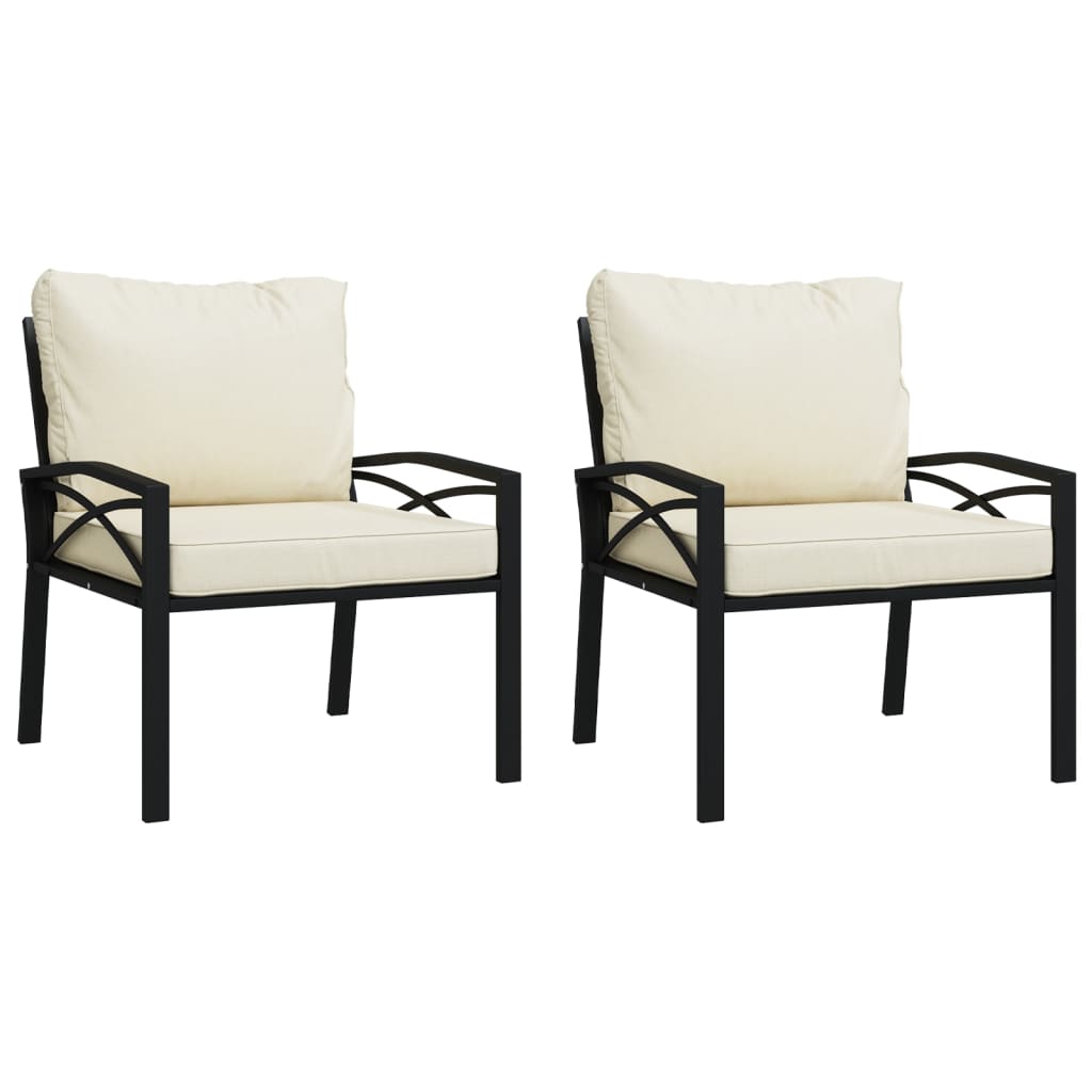 vidaXL 2 db acél kerti szék homokszínű párnákkal 68 x 76 x 79 cm