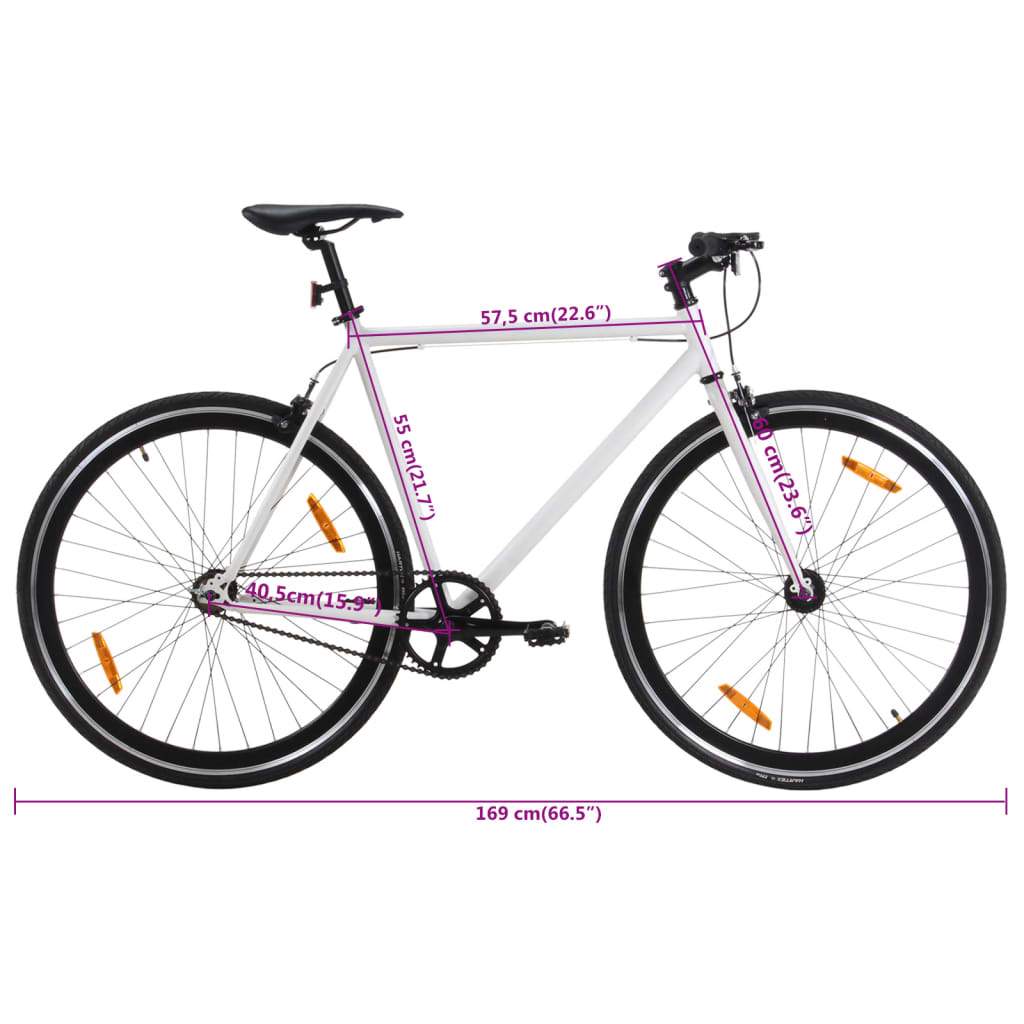 vidaXL fehér és fekete örökhajtós kerékpár 700c 55 cm