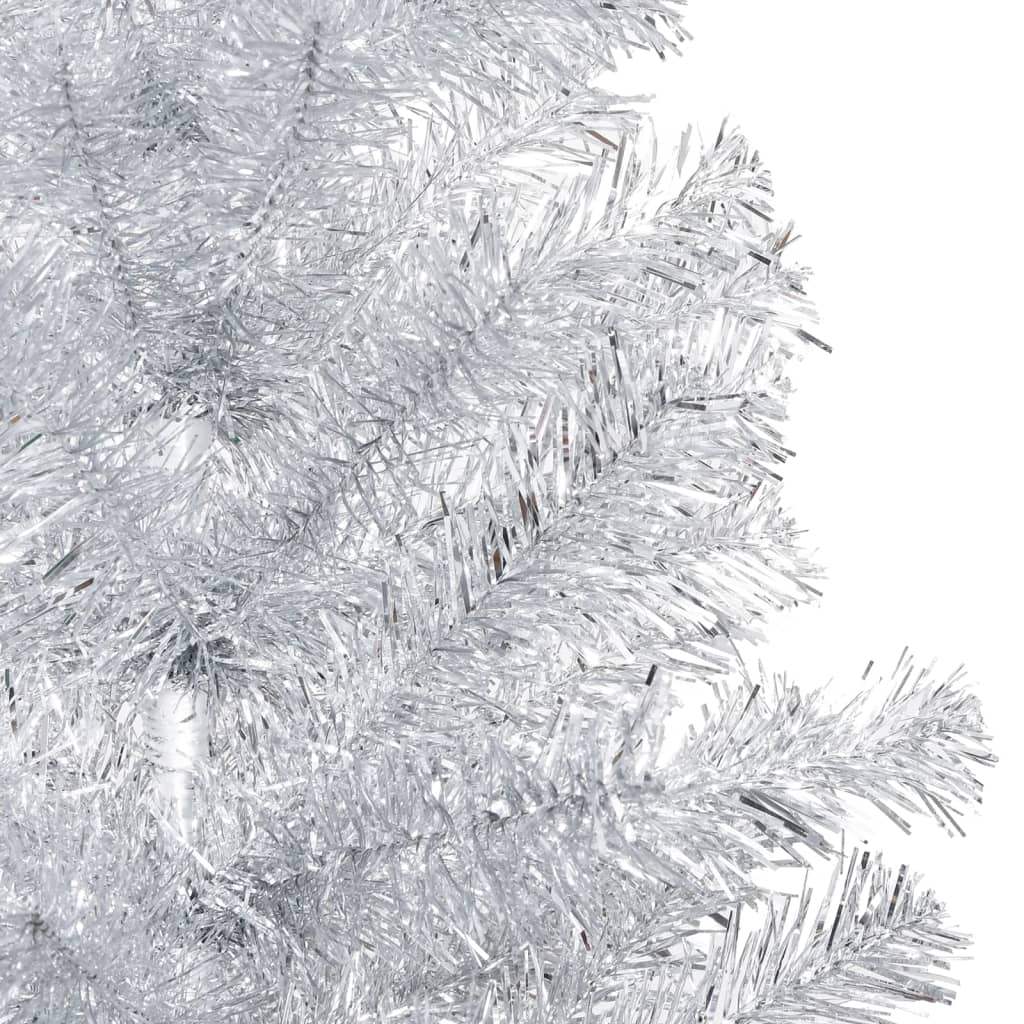 vidaXL ezüstszínű PET műkarácsonyfa LED-ekkel és talppal 240 cm