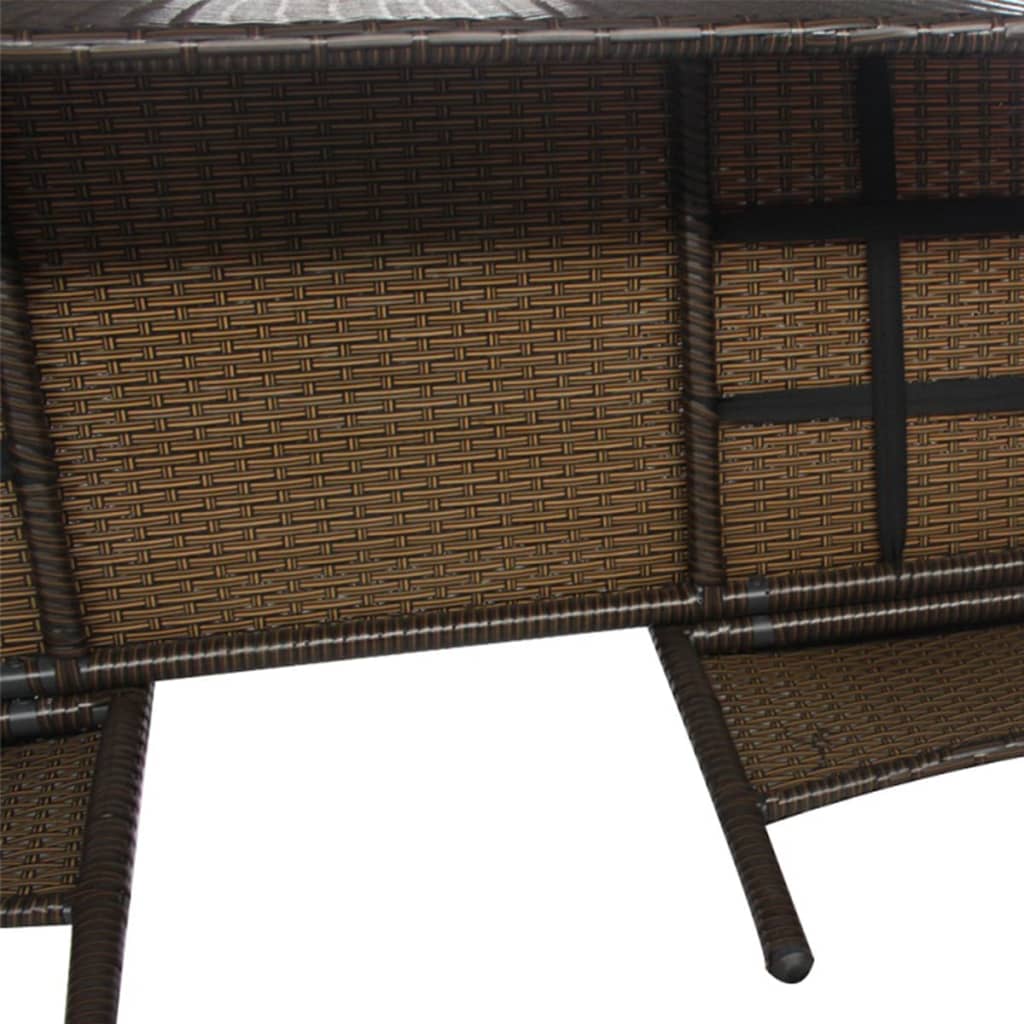 vidaXL barna kétszemélyes polyrattan kerti kanapé italtartó asztallal