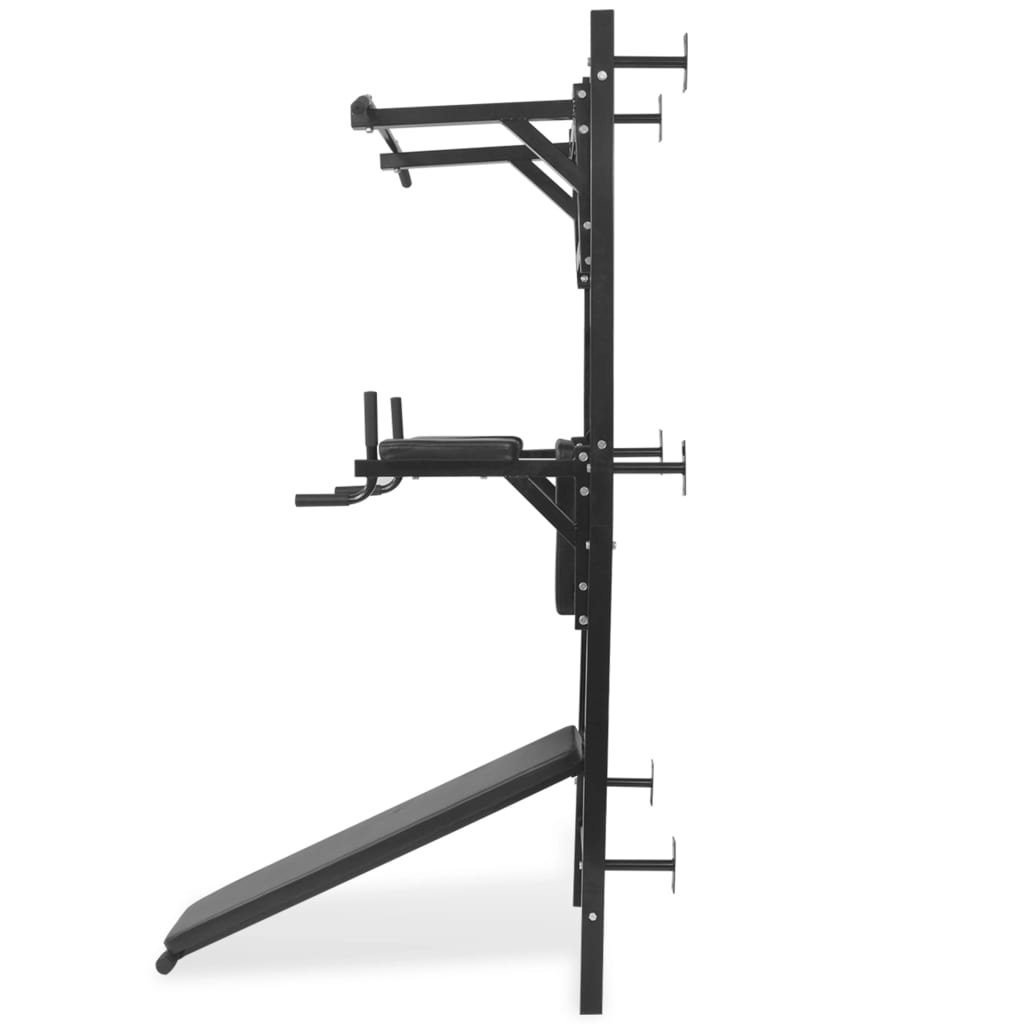 vidaXL fekete, falra szerelhető, többfunkciós edzőtorony