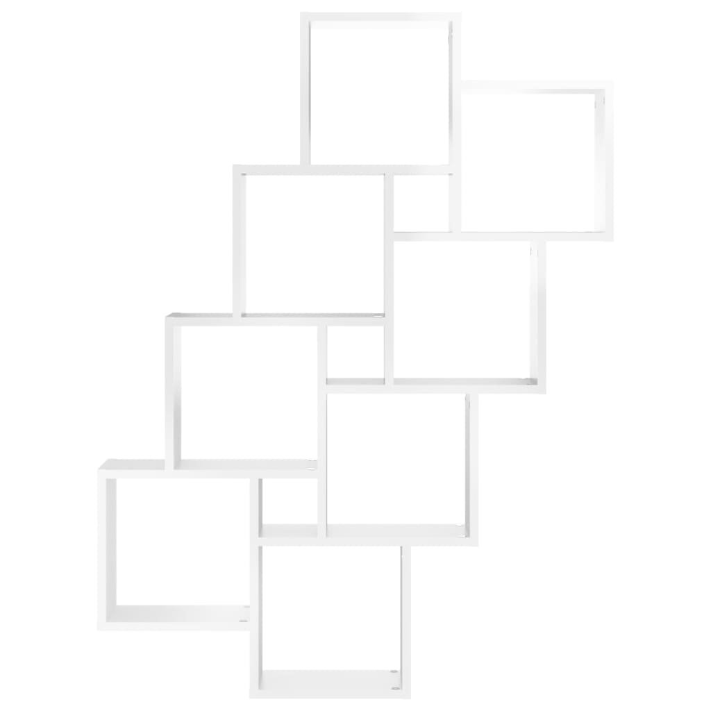 vidaXL magasfényű fehér forgácslap fali kockapolc 90 x 15 x 119 cm
