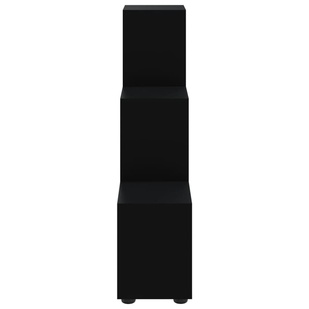 vidaXL fekete szerelt fa lépcsős könyvespolc 107 cm