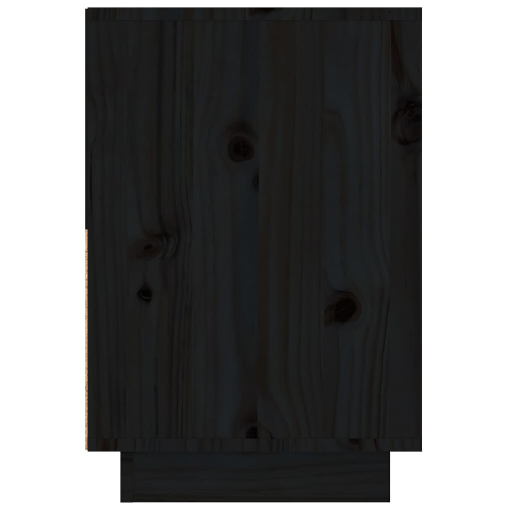 vidaXL fekete tömör fenyőfa éjjeliszekrény 60 x 34 x 51 cm
