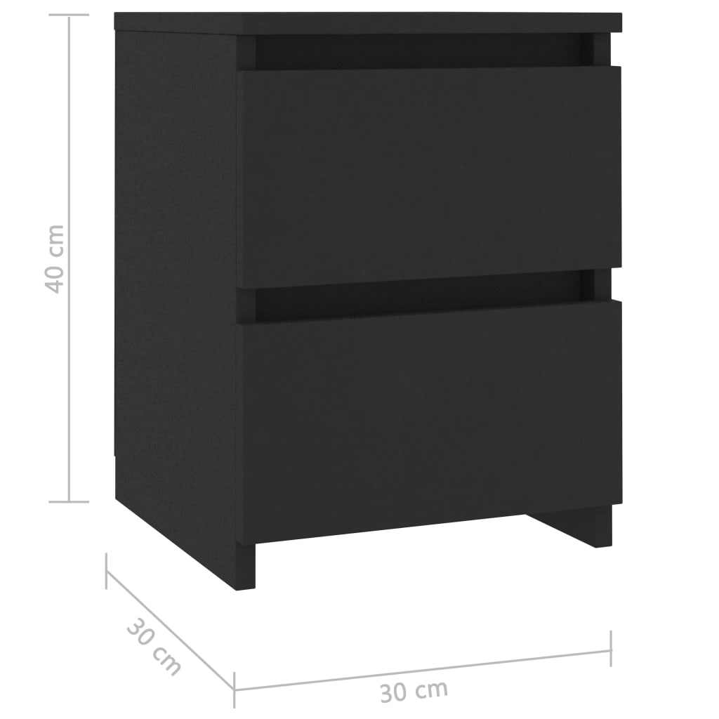 vidaXL fekete forgácslap éjjeliszekrény 30 x 30 x 40 cm