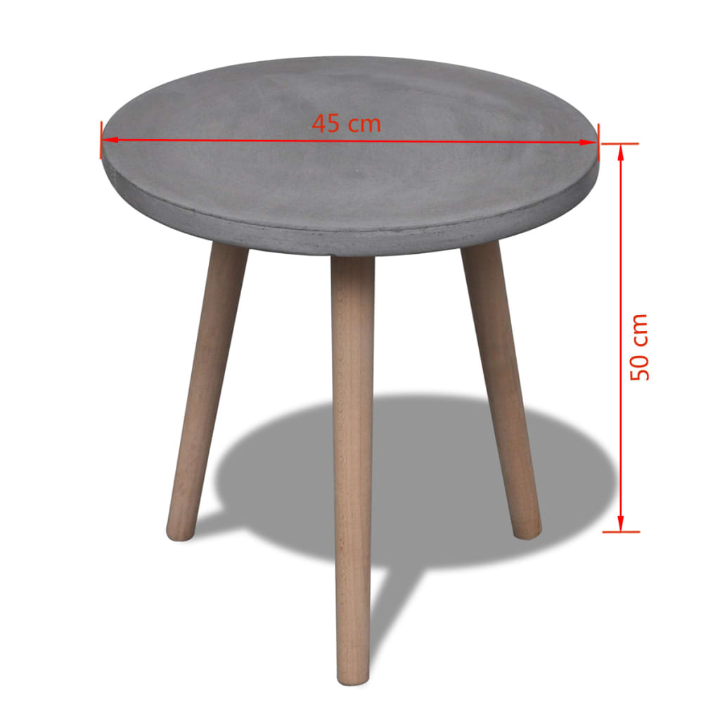 vidaXL dohányzóasztal beton asztallappal és tölgyfa lábakkal 45 cm