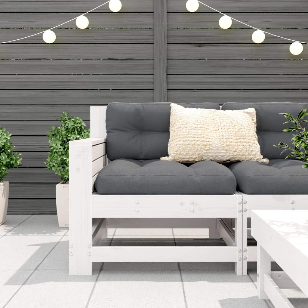 vidaXL fehér tömör fenyőfa kerti karfás kanapé párnával