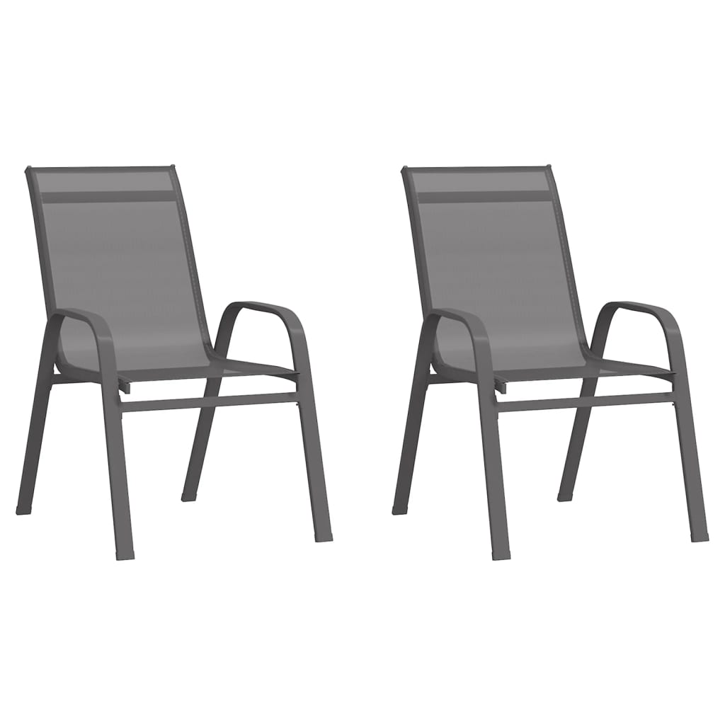 vidaXL 2 db szürke textilén rakásolható kerti szék