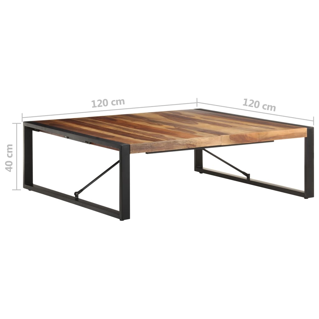 vidaXL paliszander felületű tömör fa dohányzóasztal 120 x 120 x 40 cm