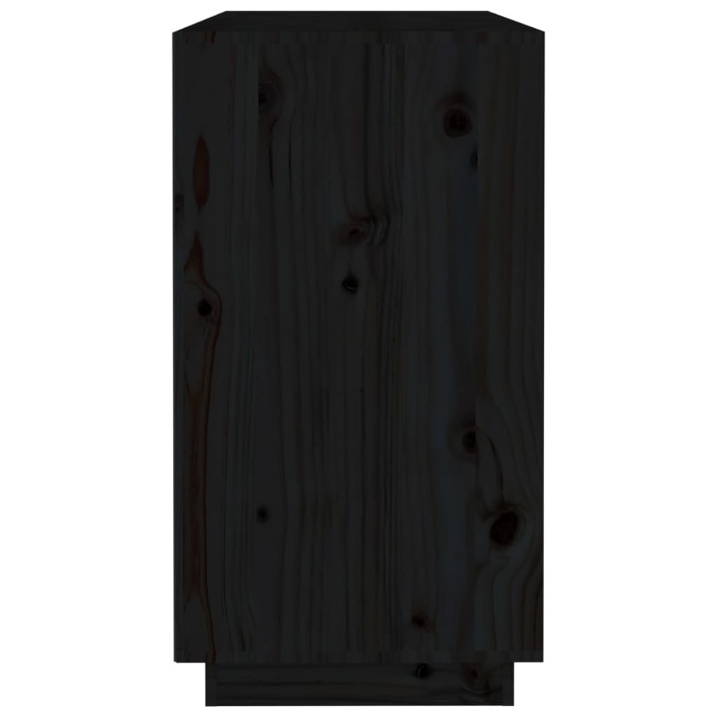 vidaXL fekete tömör fenyőfa tálalószekrény 100 x 40 x 75 cm