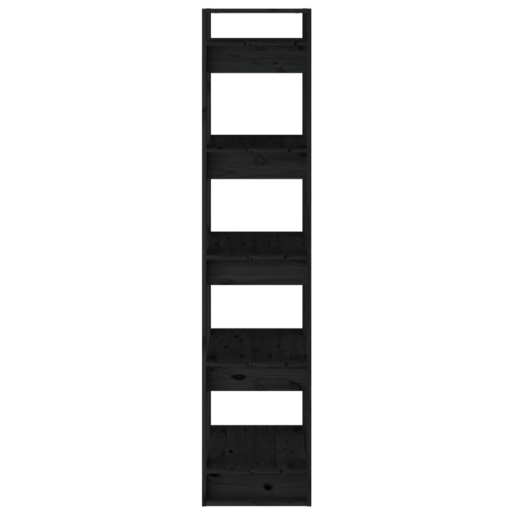vidaXL fekete tömör fenyőfa könyvszekrény/térelválasztó 41x35x160 cm