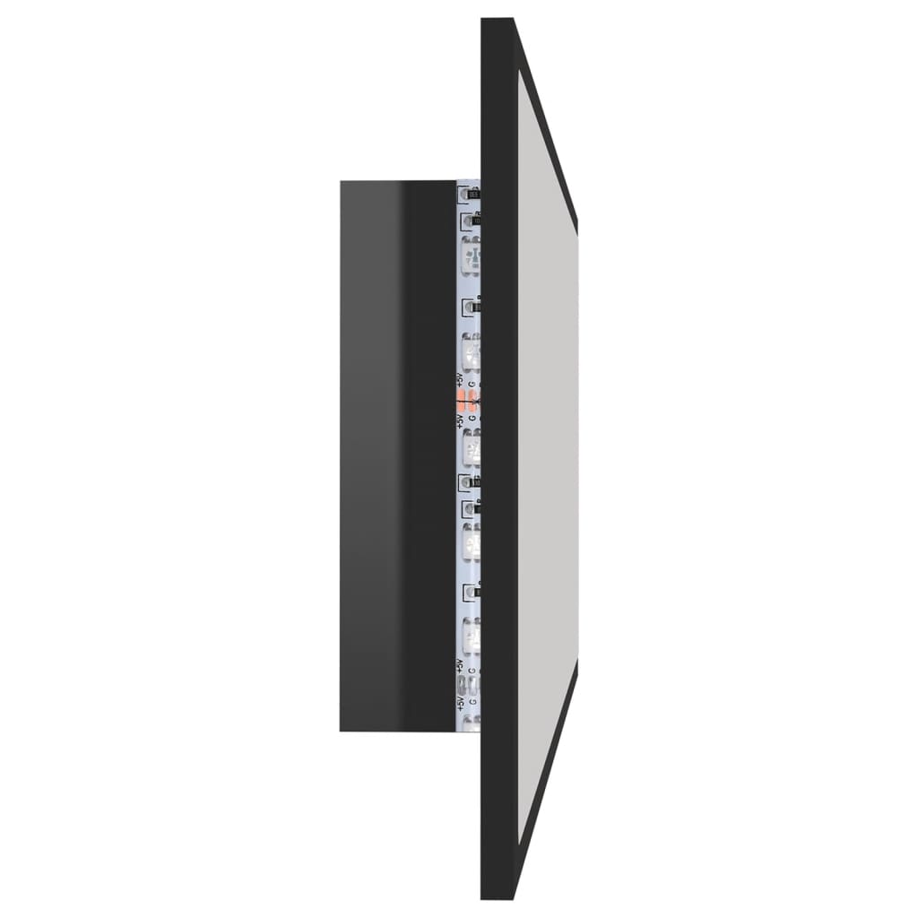 vidaXL magasfényű fekete akril LED-es fürdőszobatükör 100x8,5x37 cm