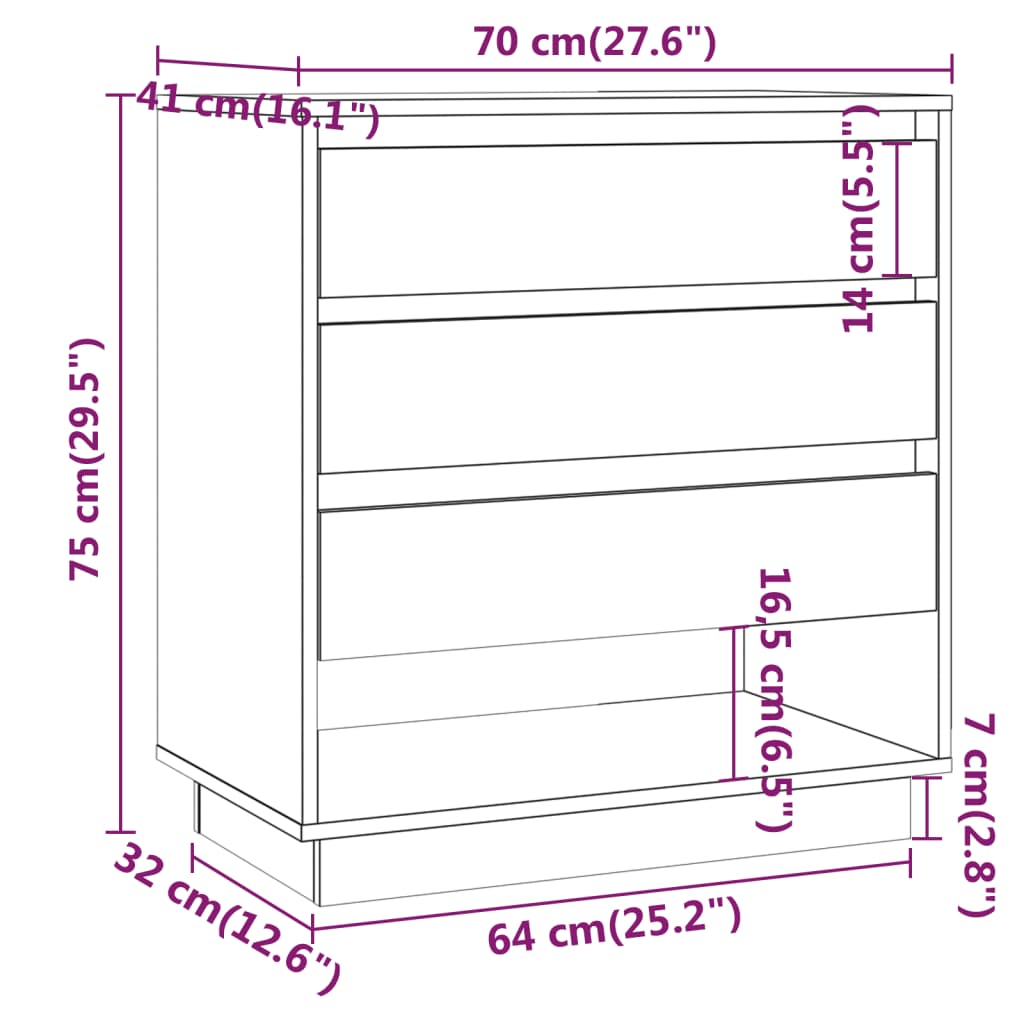 vidaXL szürke-sonoma színű forgácslap tálalószekrény 70 x 41 x 75 cm