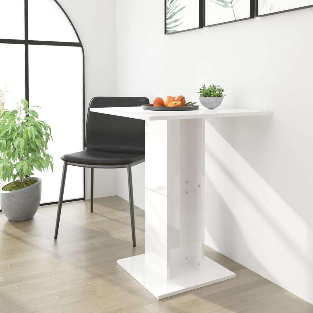 vidaXL magasfényű fehér forgácslap bisztróasztal 60 x 60 x 75 cm